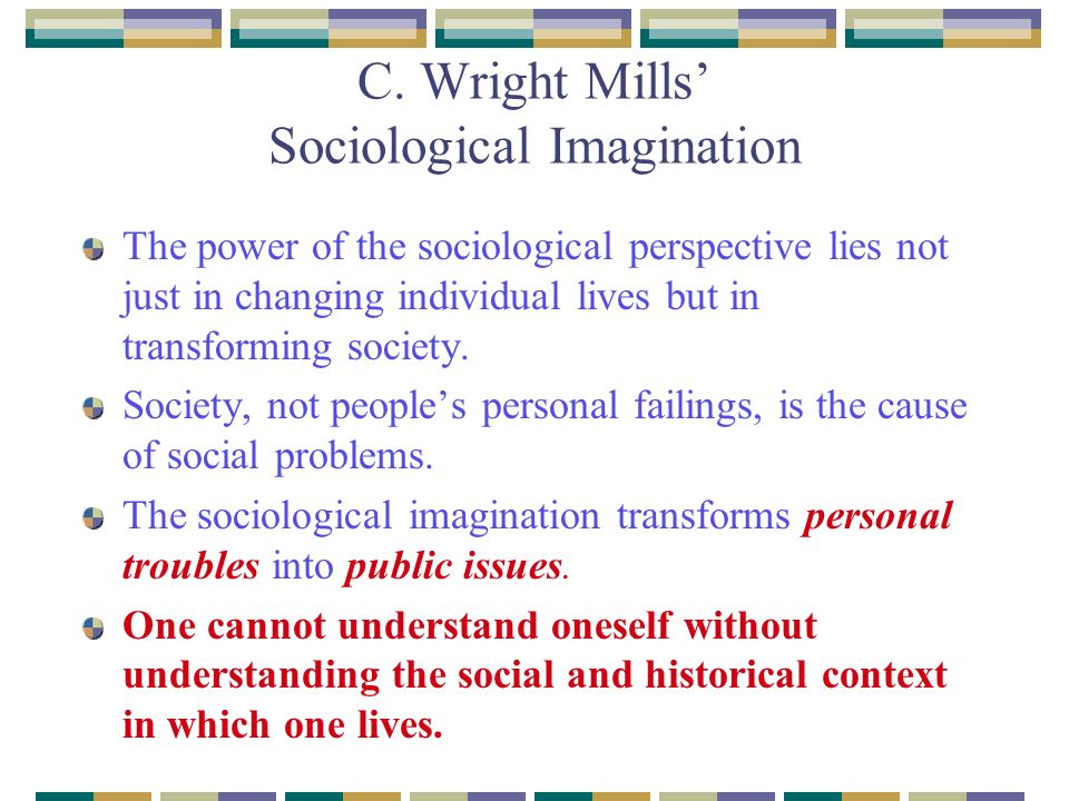 Describe what c wright mills meant by the term sociological imagination